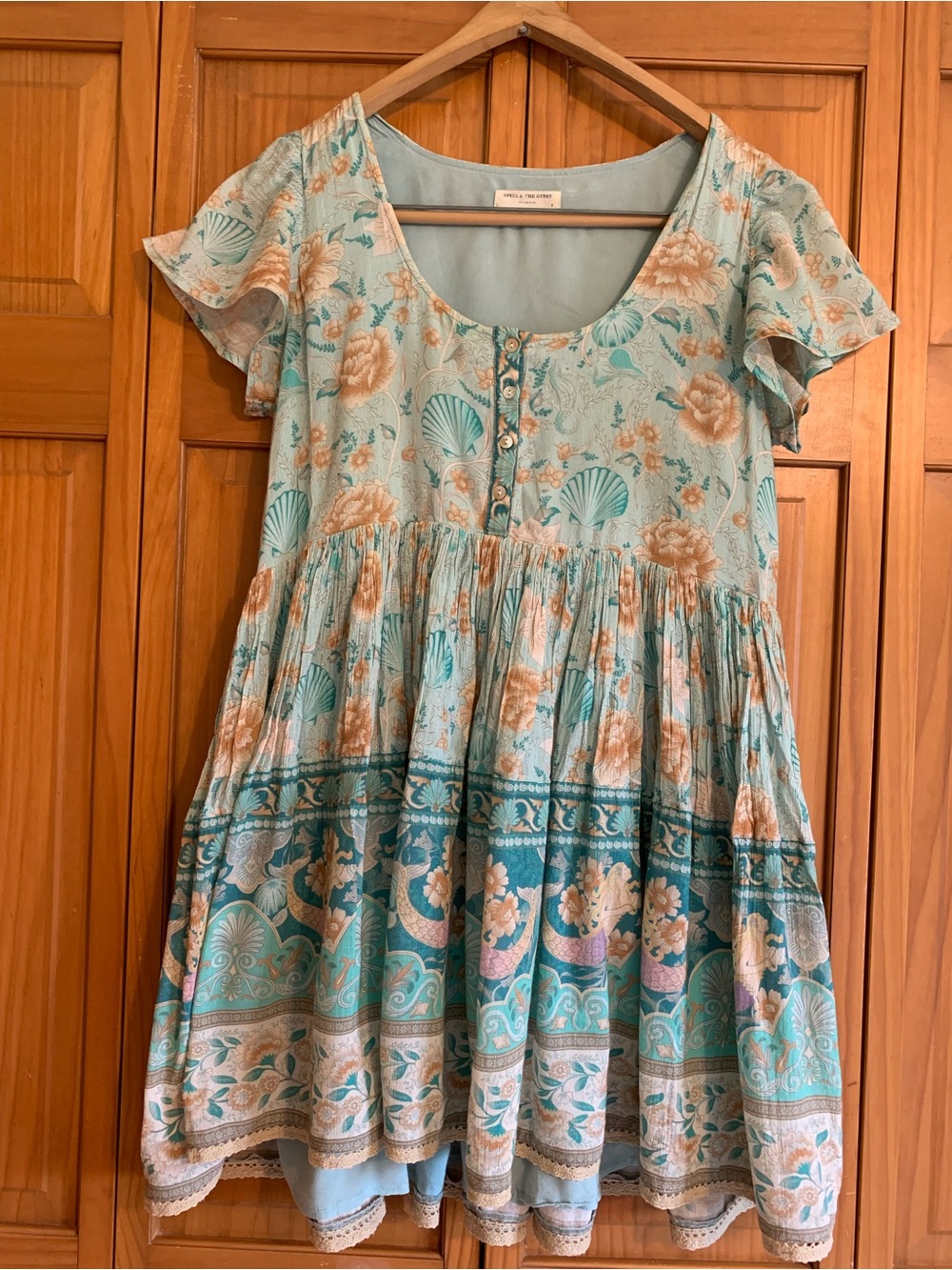 Spell & the Gypsy Mermaid Seashell Boho Play Dress in Aqua